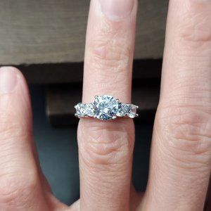 Size 5 Sterling Silver Raised Style Cubic Zirconia Ring